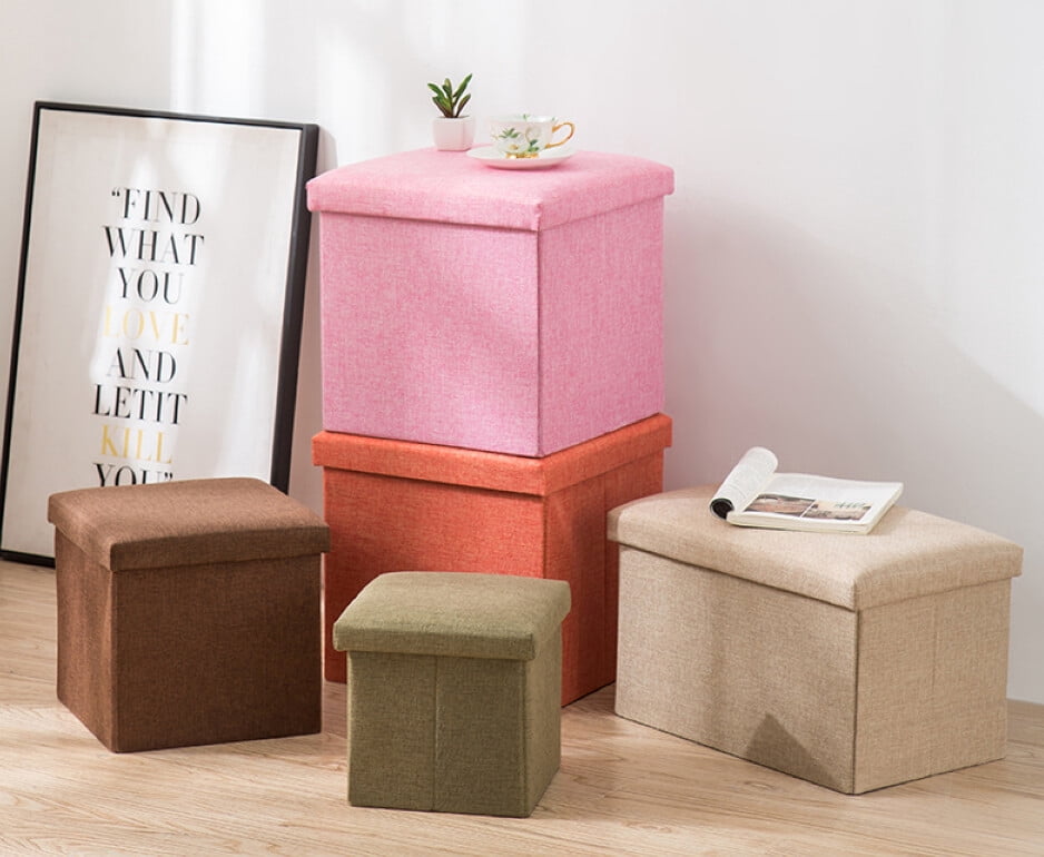 11.8" Collapsible Storage Ottomans, Brown