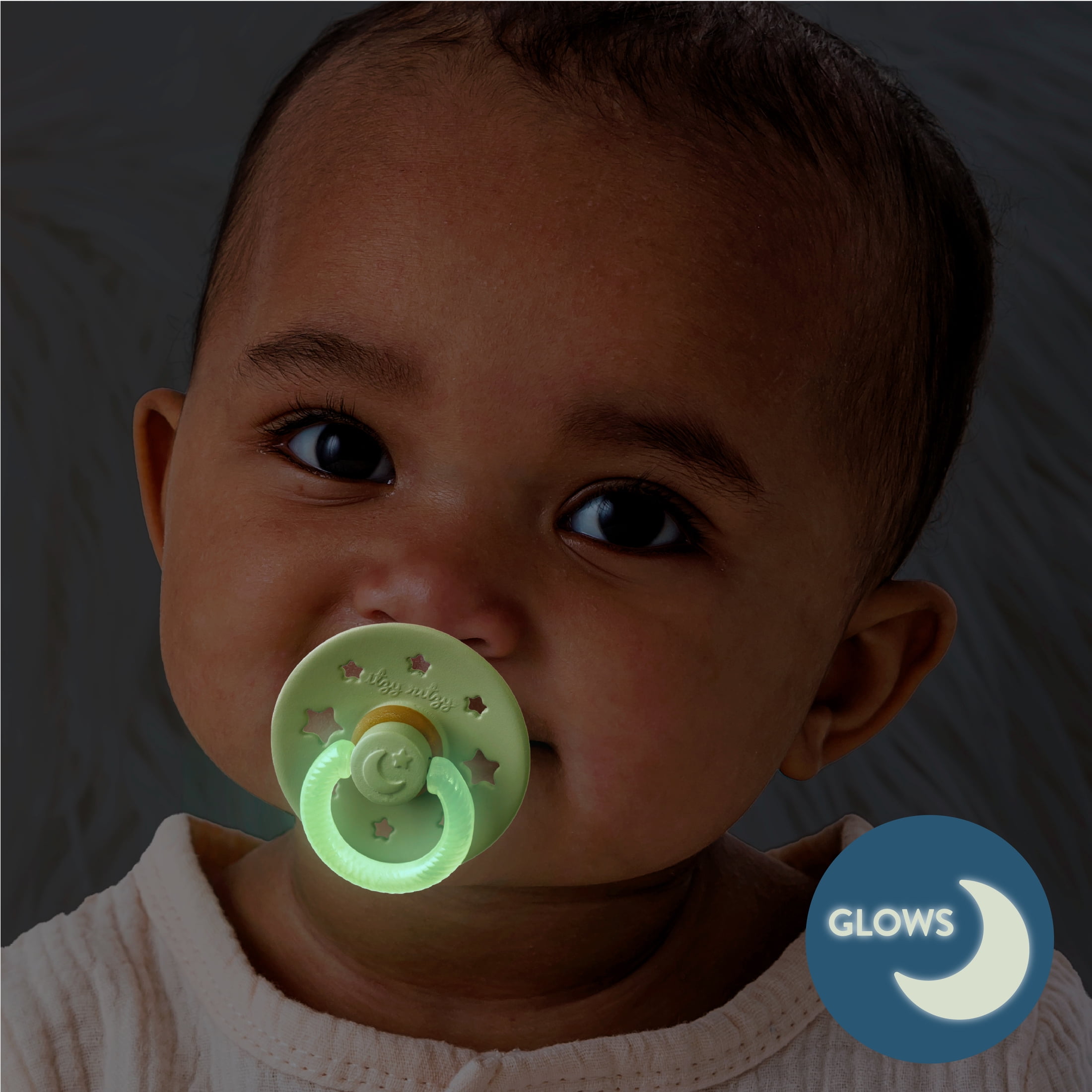 Itzy Soother™ Natural Rubber Pacifier Set of 2 Glow in the Dark 6-18m