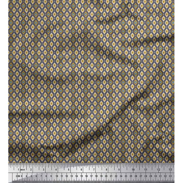 Soimoi Polyester Crepe Fabric Ogee Small Fabric Prints by Yard 52 Inch Wide
