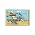 thumbnail image 1 of Cartoon Wall Art with Frame, Mexican Man Wearing Sombrero Hat Riding a Donkey in the Desert with Cactus Plants, Printed Fabric Poster for Bathroom Living Room, 35" x 23", Multicolor, by Ambesonne, 1 of 2