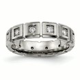 thumbnail image 1 of Bague en Titane Brossée/polie Rainurée CZ Taille 9.5, 1 of 6
