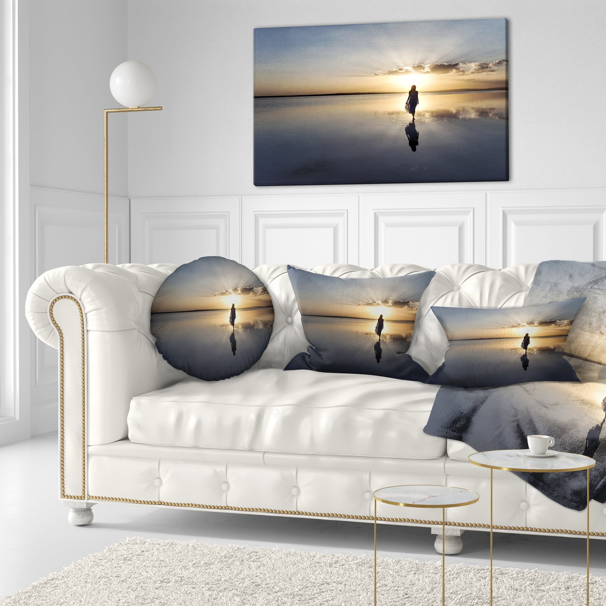 Designart Man Alone in Summer - Landscape Photo Throw Pillow - 12x20