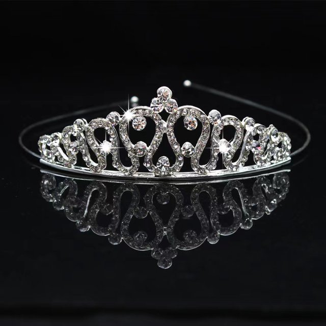 Diadema de corona para niños, accesorios para el cabello con corona de aleación para niñas pequeñas, tocado de diamantes de imitación para actividades del Día del Niño