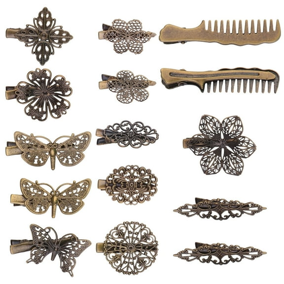 OUNONA Hair Barrettes for Women Duckbill Clip Metal 15pcs Vintage Hair Accessories