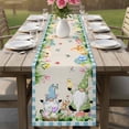 thumbnail image 4 of Easter Table Runner - 72 Inch Long Spring Gnomes Bunny Butterfly Duck Floral Plaid Cotton and Linen Blended Dress Scarves Farmhouse Table Runner for Kitchen Dining, Coffee Table, 13" x 72", 4 of 8