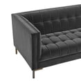 thumbnail image 4 of Steve Silver Isaac Modern Velvet Channel Stitch Loveseat, Gray, 4 of 9