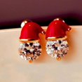 thumbnail image 1 of DELYSIA KING Pendientes elegantes de cristal de aleación con forma de sombrero de Papá Noel navideño, 1 of 4