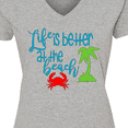 thumbnail image 4 of Inktastic Life is Better at the Beach Crab and Palm Tree Women's V-Neck T-Shirt, 4 of 5