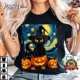 thumbnail image 3 of Playera Camiseta Van Gogh Noche Estrellada De Halloween Unsx, 3 of 5