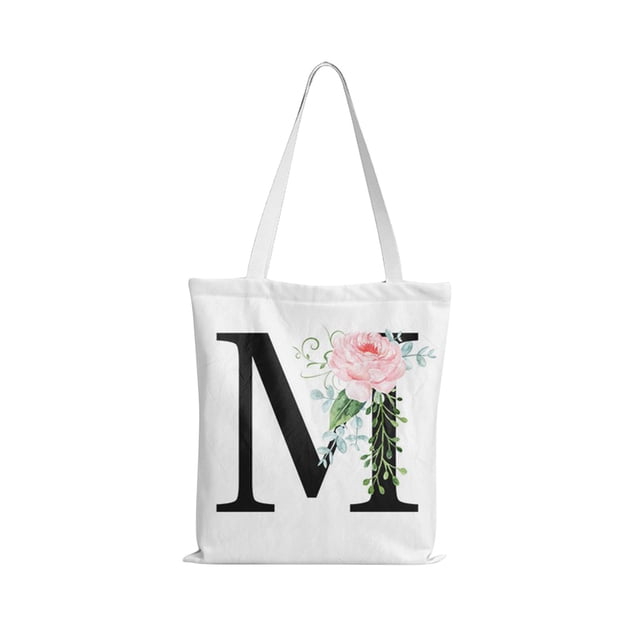 Xihbxyly Bolsa de Cosméticos de Lona Personalizada, Práctica Bolsa para Damas de Honor, Diseño Floral Inicial, Regalo Ideal para Bodas, Maestras, Hermanas, Mamás, Navidad y Año Nuevo. 1 Juego, Durade