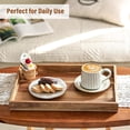 thumbnail image 5 of Wood Serving Tray with Handles, 16.9 Inch Coffee Table Tray for Daily Use, Farmhouse Wooden Serving Tray for Breakfast, Lunch, Dinner, Home Kitchen Dining Tabletop Decor, Ottoman Decorative Tray, 5 of 9