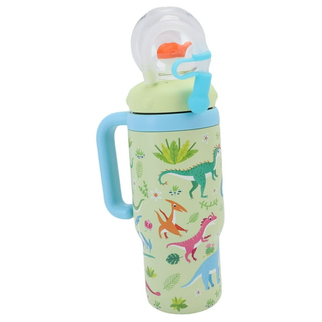 Kids Water Bottle, 710ml Stainless Steel Whale Fountain Tumbler with Handle Lid and Straw, Spill Proof Sippy Cup for Kids Teens Adults Sports Travel School
