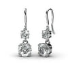 Cate & Chloe Kadence White Gold Dangle Earrings, 18k White Gold Plated Earrings with Swarovski Crystals, Women's Round Cut Crystal Earrings