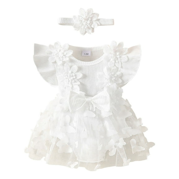 Gvdentm Preemie Girls Baby Clothes Summer One Piece Outfits Baby Girl Romper Jumpsuit Sleeveless Ruffle Halter Floral Bodysuit Clothes White,1-3 Months