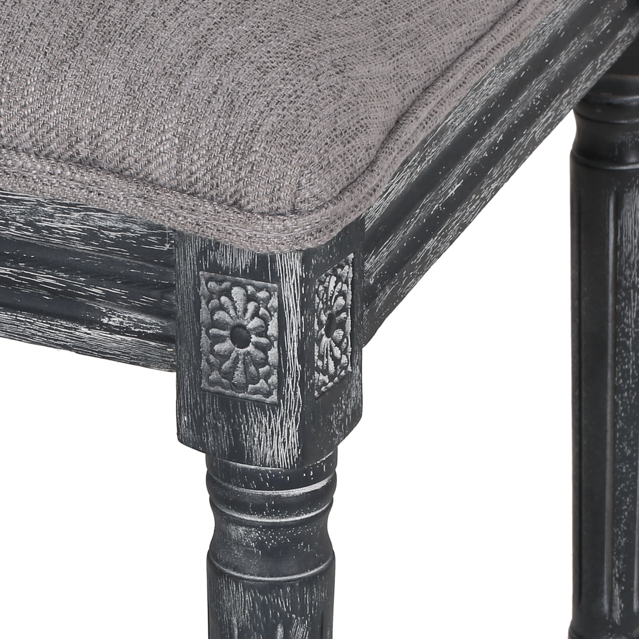 Noble House Robin Wood Upholstered Dining Chair, Set of 4, Gray
