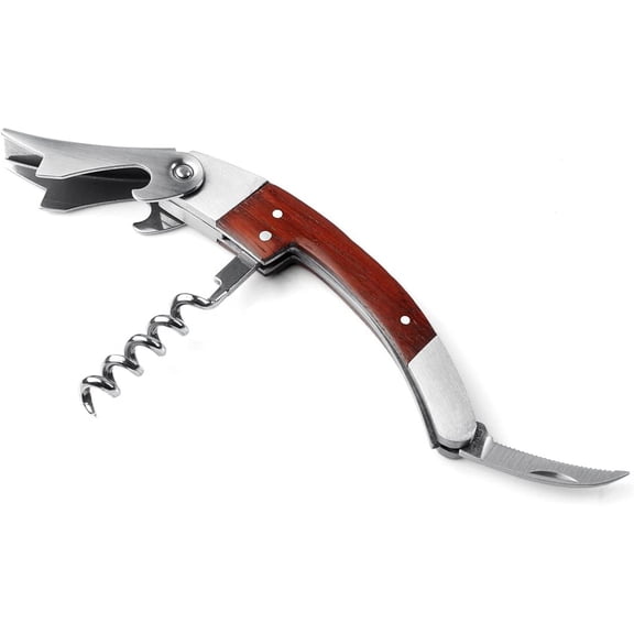 Stainless Steel Corkscrew with Wood Grain Handle