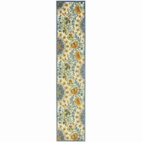 2 x 10 ft. Yellow & Teal Toile Non Skid Indoor & Outdoor Runner Area Rug
