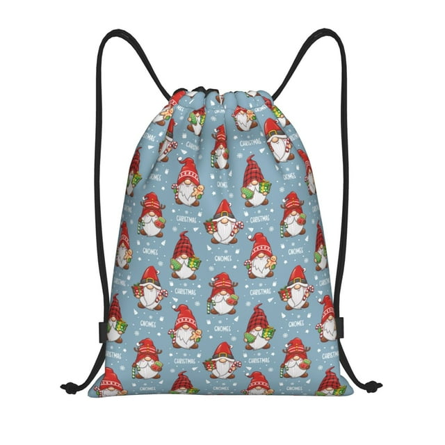 Saiise Snowflake Christmas gnome Pattern Sports Drawstring Backpack - String Swim Gym Bag with Wet Proof Pocket for Women&Men-Small