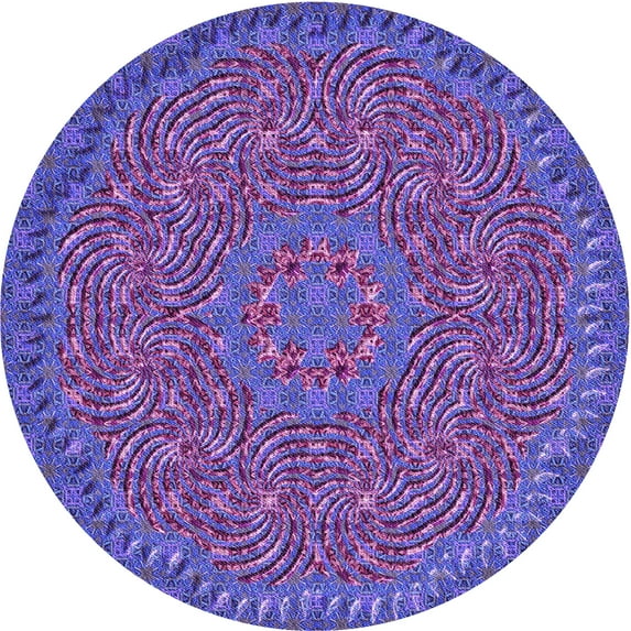 Ahgly Company Machine Washable Indoor Round Transitional Bright Purple Area Rugs, 5' Round
