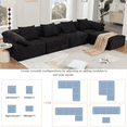 thumbnail image 3 of 142" L-Shaped Modular Sofa Set, 5-Piece Convertible Sleeper with Reconfigurable Design, No Assembly Required, Chenille Fabric, Black, 3 of 9