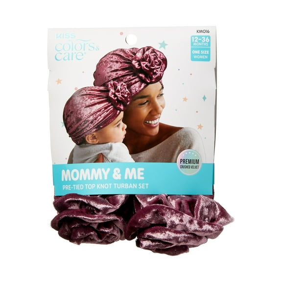 KISS Colors & Care Mommy & Me Pre-Tied Top Knot Turban Set - Berry