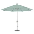 thumbnail image 4 of 11' Sun Master Series Patio Umbrella With Matted Black Aluminum Pole Fiberglass Ribs Collar Tilt Crank Lift With Sunbrella 1A Forest Green Fabric, 4 of 11