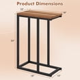 thumbnail image 3 of Gymax 2 Pcs Table d'Appoint en Forme de C avec Patins de Pieds Ajustables Petite Table à Collation pour Chambre Brun Rustique, 3 of 10