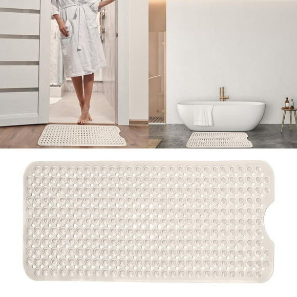 FHKOEGHS Tapis de Sécurité pour Bain et Douche 40x16 Pouces, Antidérapants avec Ventouses pour Sol de Salle de Bain et Baignoire, Extra Larges et Lavables en Machine, Trous de Drainage pour Garder la Baignoire Propre, Beige