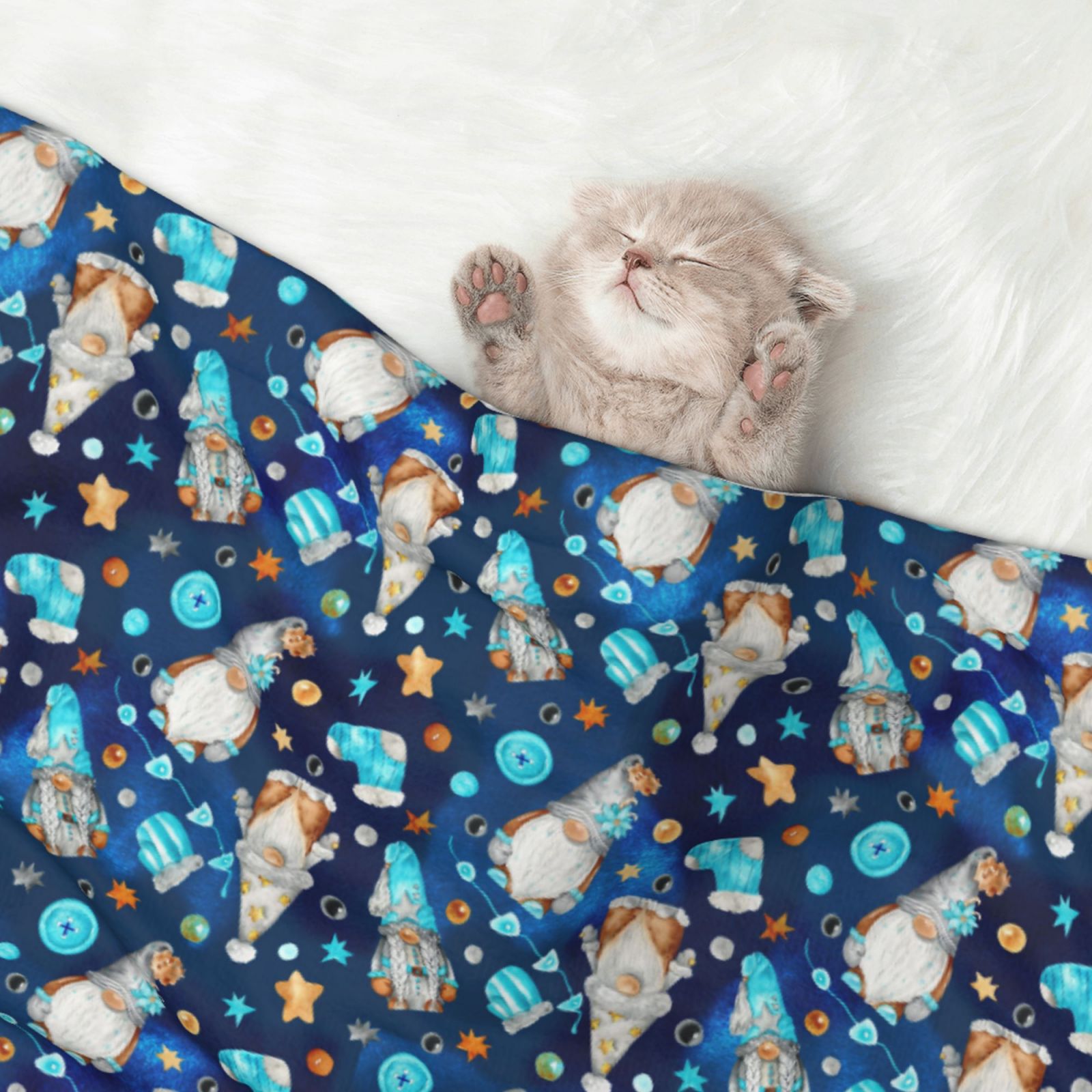 Naloa Ice blue old man cute winter Dog Blanket, 3 Sizes Cat Blanket for Indoor Cats Large Medium Small Dog Gifts-Small