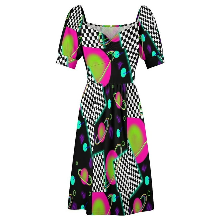 trippy neon 80's space party - planets and space globs Sleeveless Dress  sexy short dresses daring dresses with long sleeves - Walmart.com