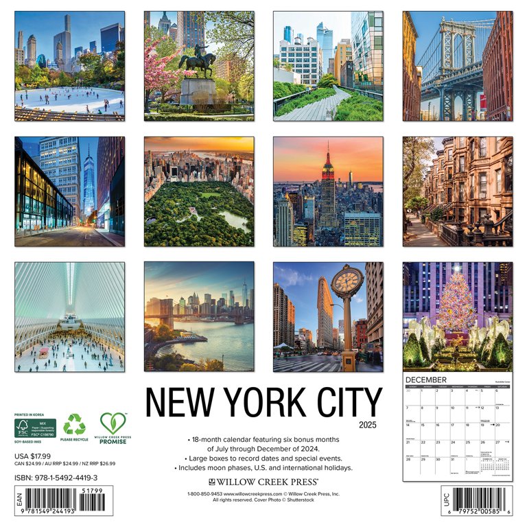 New York City 2025 12 X 12 Wall Calendar, (Paperback) - Walmart.com new-york-city-2025-12-x-12-wall-calendar-paperback-walmart-com