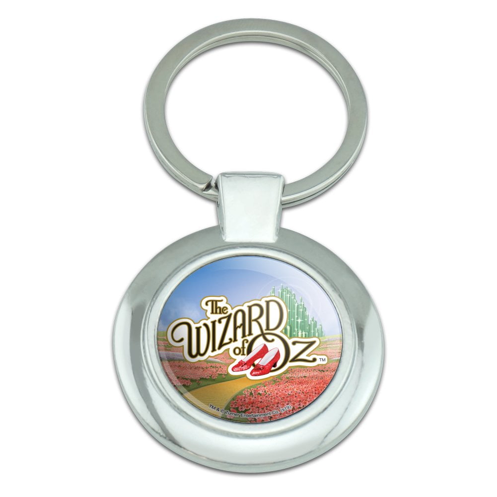 The Wizard of Oz Ruby Slippers Logo Keychain Classy Round Chrome Plated