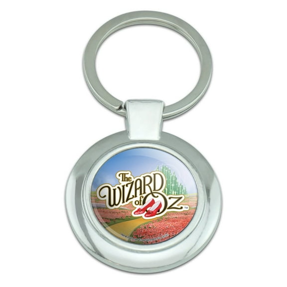 The Wizard of Oz Ruby Slippers Logo Keychain Classy Round Chrome Plated Metal