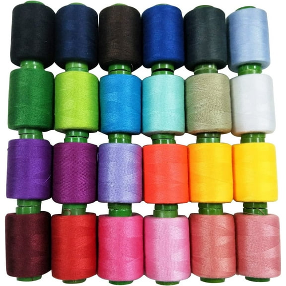 STONCEL Sewing Thread Coil 24 Assorted Colour 800 Yards Each Thread Reel, Polyester Thread / Embroidery Thread / Overlocking Thread Kit for Machine Sewing and Hand Stitching