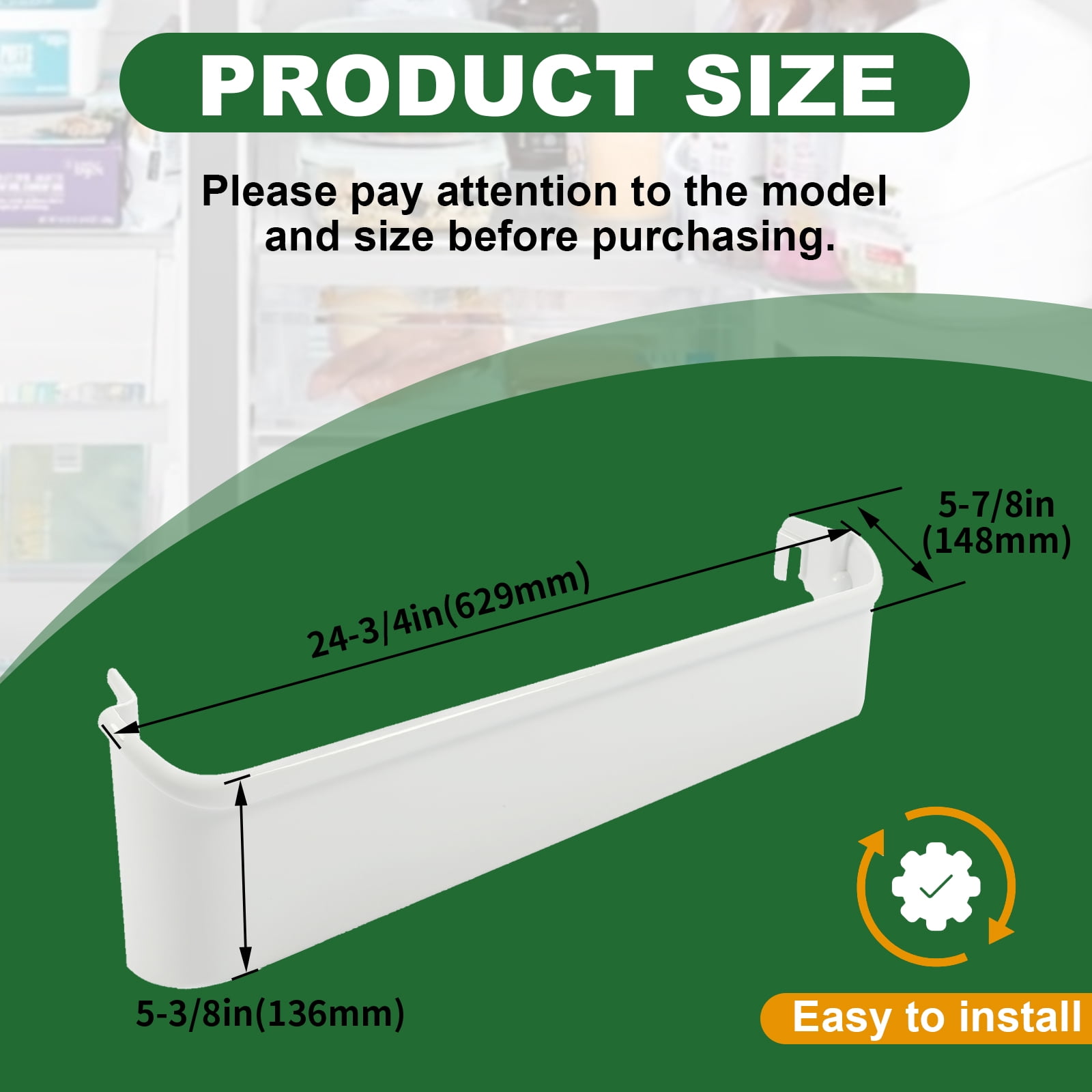 Kojem 240338101 Refrigerator Door Bin Shelf Compatible with Frigidaire or Kenmore Refrigerator White ABS Plastic