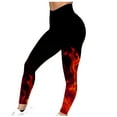 thumbnail image 3 of DDAPJ pyju High Waisted Leggings for Women Plus Size, Novelty 3D Flame Print Casual Skinny Pants Tummy Control Yoga Tights Butt Lifting Workout Legging Buttery Soft Red XXXL, 3 of 6