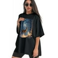 thumbnail image 3 of Plus Size Shirt for Women Oversized Black Tops for Women Short Sleeves Shirt for Women Christmas1 T Shirt Crewneck Shirt for Women M, 3 of 5