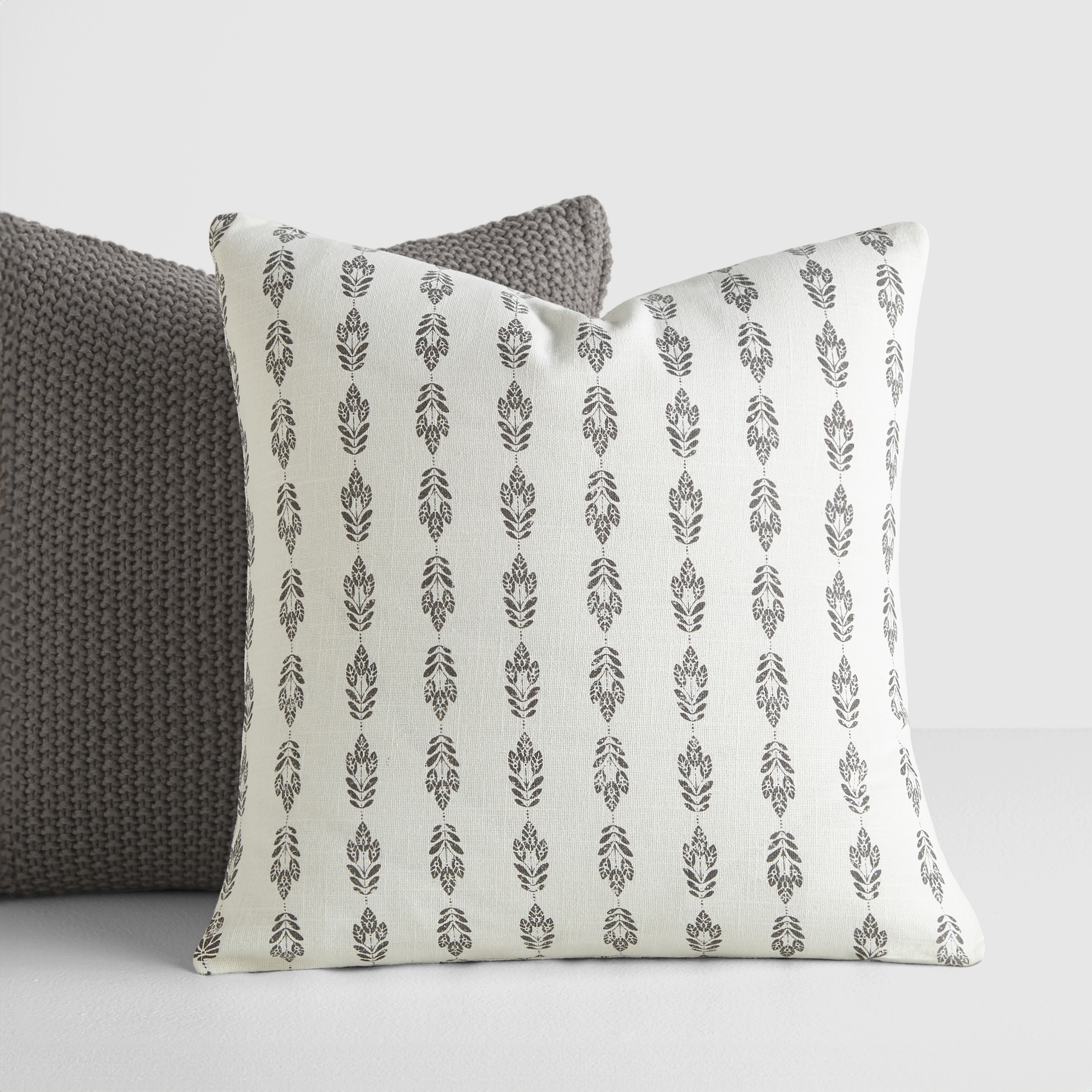 Noble Linens 2-Pack Seed Stitch Knit and Cotton Patterned Decor Throw Pillows - Gray