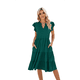 thumbnail image 1 of Vestido de Verano para Mujer, Cuello en V, Mangas con Volantes, Midi, Verde Oscuro, Talla XL, 1 of 6