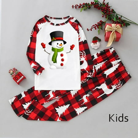 

Christmas Pajamas For Family Children Girls Boys Cute Snowman Print Plaid Holiday Parent Child Family Christmas Pjs Matching Sets