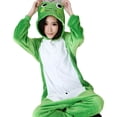 thumbnail image 2 of Pijama de una pieza de dibujos animados de rana de cuero verde de manga larga con dibujos animados de animales para hombre y mujer en pareja de otoño e invierno, 2 of 5