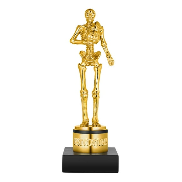 Toyvian 8.5 Pouces Halloween Meilleur Costume Trophée Squelette, Résine Os Dorés Prix de Jeu Crâne pour Fêtes Prix Concours Trophées École Récompenses Classe Friandises pour Enfants Adultes