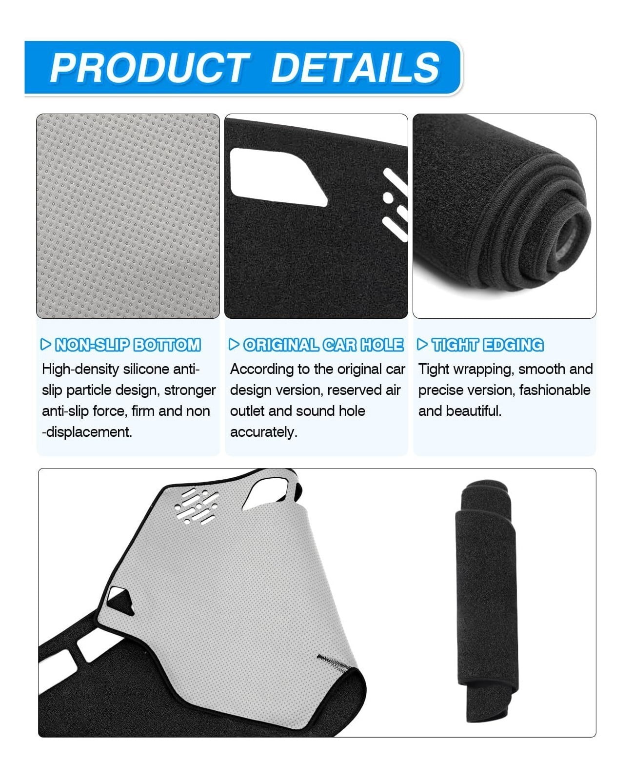 Dash Cover Fits for Fusion 2013-2020 Dashboard Cover Mat for Fusion Accessories Non-Slip Pad Carpet Anti-Glarev