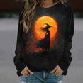 thumbnail image 6 of Womens Fleece Lined Sweatshirts Oversized Drop Shoulder Crewneck Sweat Shirts Loose Casual Halloween Graphic Sweater Orange, XL, 6 of 6