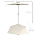 thumbnail image 3 of Outsunny 9.8ft Half Umbrella Patio Parasol Sun Shade, Crank Handle, Cream, 3 of 10