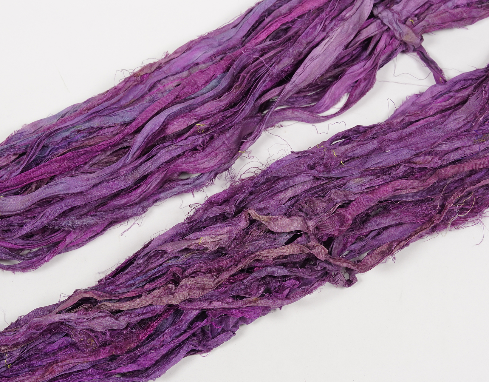 Vintageandyou Recycled Sari Silk Ribbon Yarn - 300g Pack | Upcycled Silk Strips for Crochet, Weaving, Macram, Knitting & Fiber Crafts | Handmade Purple