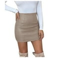 thumbnail image 2 of Fesfesfes Women Skirt Zipper Solid Tight Fitting Leather Versatile Casual Mini Skirt or, 2 of 9