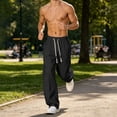 thumbnail image 7 of Hurxie Mens Baggy Sweatpants Casual Pants Elastic Drawstring Waist with Pockets Loose Fit Wide Leg Joggers Black,5XL, 7 of 7