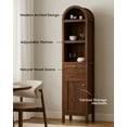 thumbnail image 5 of EYYTHUNG 67" Tall Arched Bathroom Narrow Storage Cabinet, Farmhouse Freestanding Tower Cabinet with Door and Drawer, Space Saving Organizer, Brown, 5 of 7