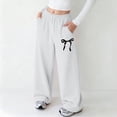 thumbnail image 2 of NIEWTR Girls Wide Leg Casual Joggers Loose Fit Lounge Sweatpants Elastic Waist Drawstring with Pockets Comfortable Spring Pants（A01-Light Gray,5-6 Years), 2 of 4